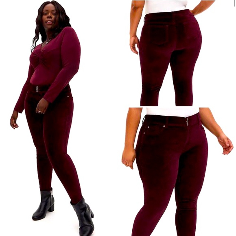 Torrid Velvet Jeggings Burgundy Velvet 22S